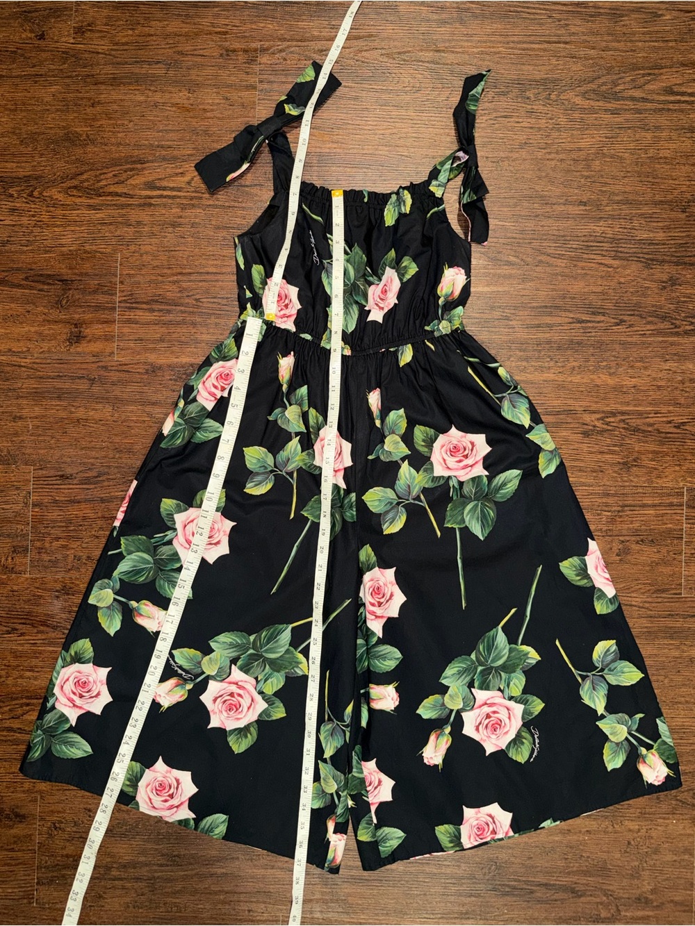 Dolce Gabbana Girls Rose Print Cotton Poplin Wide Leg Jumpsuit 9/10 Years - Picture 8 of 15